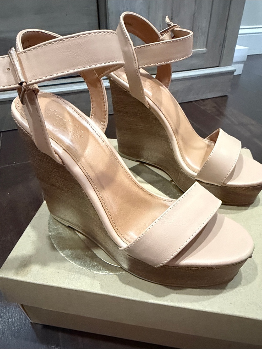 Charlotte Russe Pale Pink Ankle-Strap Wedge Sandals
